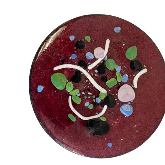 Vintage Artsy Abstract Classic Brooch Pin Red 1.5" Burgundy - Picture 1 of 4